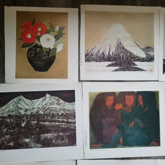 Asian Prints Full Color Art Pictures Frameable Vintage Calendar Book Pages VTG - Picture 7 of 16